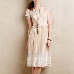 Anthropologie Cream Lace Dress